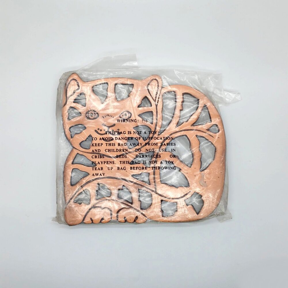 Vintage Copper Cat Trivet Décor by Old Dutch International, Mother's Day Gift